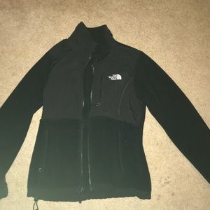 Black north face zip up fleece jacket